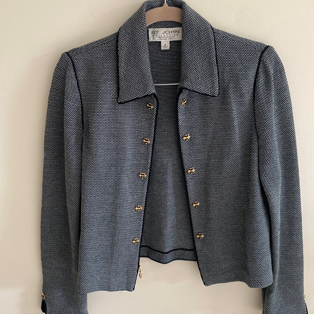 St. John Green and Black Knit Jacket-Flawed